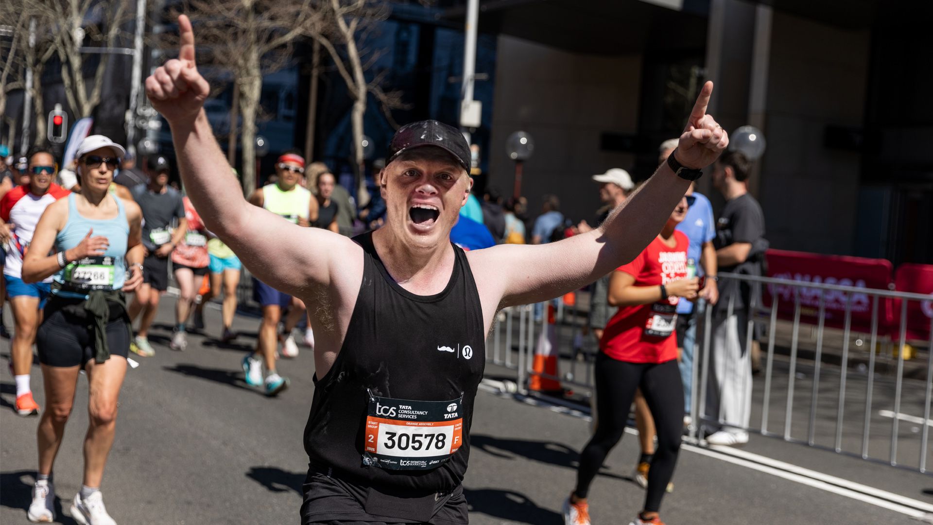 Photo of Movember runner on a race course.