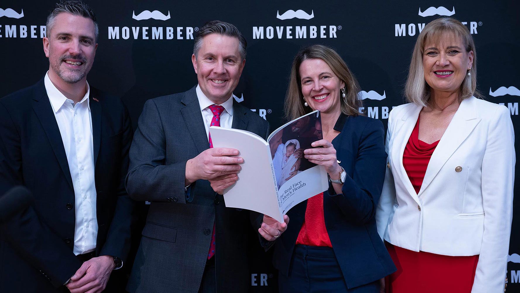 Photo showing Movmeber’s Professor Simon Rice, Hon Mark Butler MP, Movember CEO Michelle Terry, and the Hon Justine Elliot MP.