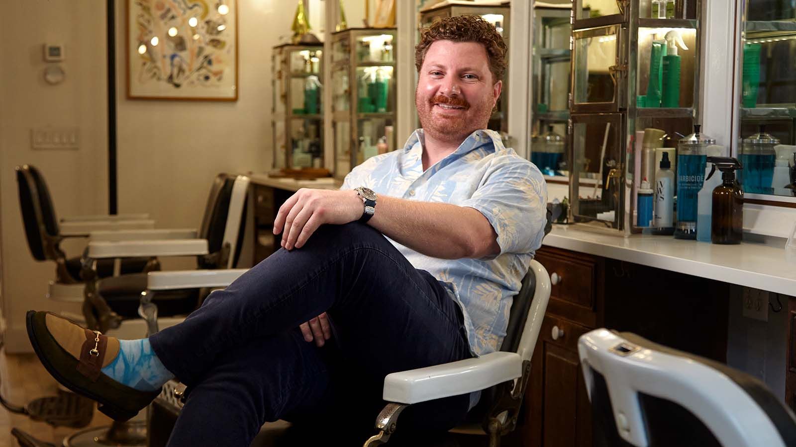 Nate Collins In the barber chair